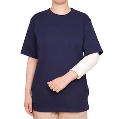ネイビー_XL [KIRARERU] 半袖Tシャツ【左側の骨折用】（男女兼用）骨折専用の服 腕を骨折した時の服 肩を骨折した時の服 鎖骨を骨折した時の服 (ネイビー, XL)