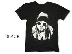 ★ 希少★人気 KURT COBAIN BLACK AND WHITE TEE Tシャツ ブラック  L〜XLサイズ 送料無料 　22147