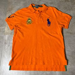 【90s】POLO Ralph Lauren  ポロシャツ  Lsize  オレンジ  ポロラルフローレン  ロゴ  刺繍  ビッグポニー  古着