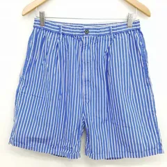 ユナイテッドアローズ UNITED ARROWS H BEAUTY&YOUTH ストライプ イージー ショーツ ショートパンツ M ブルー