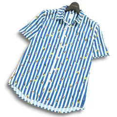 Design Tshirts Store graniph グラニフ × おさるのジョージ★ 春夏 半袖 バナナ ストライプ シャツ Sz.M メンズ