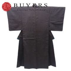 【中古】 男着物 紬 正絹 ブラウン ネイビー 和装 呉服 和服 きもの メンズ 男性