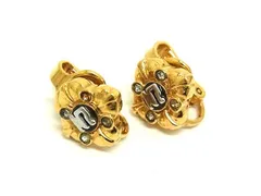 ■美品■ NINA RICCI ニナリッチ クリップ式 ラインストーン イヤリング アクセサリー レディース ゴールド系×シルバー系 DK4327