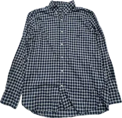 【STRETCH ＆EASY CARE TWILL】CHAPS チャップス チェックシャツ XL 紺×白 ストレッチ