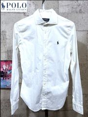 レディース 正規 ポロラルフローレン SLIM FIT ストレッチ 長袖 シャツ 白 4 ホワイト ワンポイント POLO RALPH LAUREN