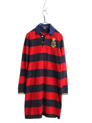 【お得なクーポン配布中!】 デッドストック ラルフローレン スポーツ ワイド ボーダー ラガーシャツ ワンピース レディース L ポロ 長袖シャツ ミニ丈 ひざ上丈 ワンピ