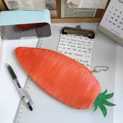 KM009 人参 デザイン ペンケース 筆箱 ポーチ 小物入れ おもしろ 文房具