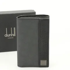 極美品 ダンヒル ウィンザー レザー コンパクト ウォレット 二つ折り 財布 札入れ 人気 ブラック 紳士 メンズ EJT 1023-E16