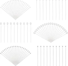 PH PandaHall 900本 Tピン 9ピン 丸ピン 304ステンレス 3種類 ピンパーツ 長さ約40mm アクセサリーパーツ ボールピン ピアス 手芸 ハンドメイド 材料 ジュエリー製作 基本金具 イヤリング シルバー( 銀色＆40mm)