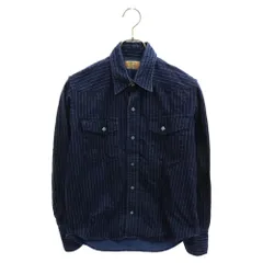 INDIAN MOTORCYCLE (インディアンモーターサイクル) WESTERN SHIRT インディゴプリント ストライプ フランネル 長袖 ウエスタンシャツ IM26401のサムネイル