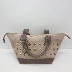 ◇ Θ TREASURE TOPKAPI チャーム付き トートバッグ ベージュ ブラウン ゴールド レディース E  【1412090051869】