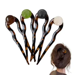 ヘアピン べっ甲風 ヘアアクセサリー U字型 和装小物 U字コーム 結婚式 玉飾り付き 4個セット 成人式 簪 卒業式 u字型 かんざし まとめ髪用 KDSSYFT