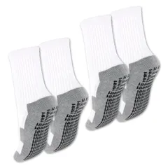 [753japan] サッカー ソックス ジュニア スポーツ 滑り止め 足首サポート 子供 キッズ 靴下 19cm-24cm フットサル テニス バスケ (白・白2足セット19cm-24cm) [白・白2足セット19cm-24cm] [19.0 cm]