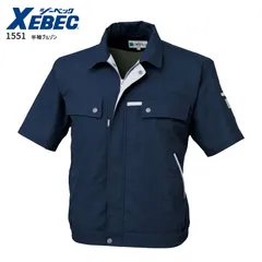 半袖ブルゾン ジーベック 1551 クレスタ 9色 SS～6L ディープネイビー レディース メンズ 作業着 春夏 エコ素材 制電 静電気防止 帯電防止 作業服 上着 ジャケット ワーク用 作業用 仕事着 速乾吸汗 夏用 ユニセックス XEBEC