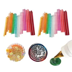 【人気商品】ホットメルト接着スティック 初心者 グルースティック シーリングスタンプ 7mmグルーガン用【40本セット】封蝋スタンプ作成 ワックス 半透明 スタンプ作成 シーリングワックス - DELUXEFOX 10cm