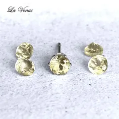 ✴︎幸せを呼ぶ光の石✴︎ つけっぱなしOK 天然 レモンクォーツ 宝石質AAA 4mm ピアス SUS316 サージカルステンレス 片耳用 6月誕生石 一粒スタッド