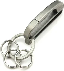 TAKES チタン ベルトクリップ おしゃれ カラビナ キーホルダー メンズ キーフック(3リング,  52mmx20mmx6ｍｍ)