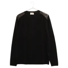 Salvatore Ferragamo (サルヴァトーレ フェラガモ) スエード&レザーパッチ装飾 ウールニットセーター ブラックのサムネイル