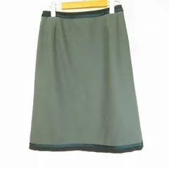 #a レリアン Leilian スカート 9 緑系 カーキ コットン 綿 日本製 レディース [858647] k01