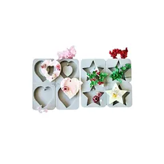 Ever garden 星 ハート 穴あき 通し穴 タイプ 2個セット シリコンモールド レジン アロマストーン 手作り 石鹸 キャンドル 樹脂 粘土 オルゴナイト 型 抜き型 (ハート 星) 0