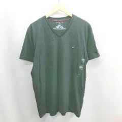◇ ⊂ ◎●未使用● TOMMY HILFIGER トミーヒルフィガー Vネック 長袖 Tシャツ サイズL ブラック メンズ E  【1502180017803】