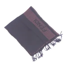 【最大30％OFF】フェンディ マフラー フリンジ付き ロゴライン ブラック×ブラウン ウール 100%FENDI レディース プレゼント 贈り物 オシャレ 大人 ファッション  T14363
