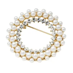 【ゴールド×ワンサイズ】[Cream dot. クリームドット公式] ブローチ フォーマル 卒業式 卒園式 入学式 入園式 ママスーツ コサージュ 華やか ピン 普段使い パール ビジュー サークル ラウンド型 上品 エレガント 大人