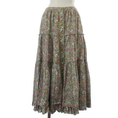 マークジェイコブス MARC JACOBS THE PRAIRIE SKIRT リバティ ティアードスカート ミモレ ロング ギャザー プリーツ 前開き フロントボタン 金ボタン 花柄 ロゴ 2 S マルチカラー /KW ■GY99のサムネイル