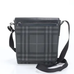 美品 バーバリー ノバ チェック レザー ショルダーバッグ 斜め掛け メッセンジャー ビジネス 通勤 トート ブラック メンズ RRE CH10-6【中古】