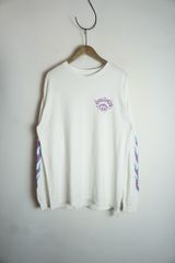 22SS CHALLENGER チャレンジャー × 430 フォーサーティー PURPLE HAZE L/S TEE ファイヤー プリント ロングスリーブ Tシャツ 白 625P★4