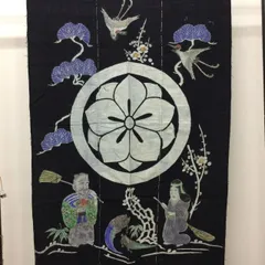 古布　木綿　希少明治期筒描き 藍染筒描き夜着かいまき時代物木綿古布ボロ襤褸 ナー222 - メルカリ
