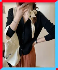 新品 Vネック ニットカーディガン韓国風ニット 柔らかい着回し秋服 リブニットおしゃれ オフィスカジュアル