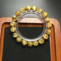 上級 EU製 ★太陽花タイチンルチル★黄金針水晶 金運 開運 ゴールド ブレスレット パワーストーン ギフト 10-10.8mm ZB8289