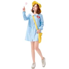 【話題商品】[YUEEI] 幼稚園 コスプレ 名札付き 制服 スモック ハロウィン 仮装 園児 人気 定番 レディース コスチューム 4点セット 保育園 イベント用 フリーサイズ