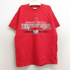 古着 長袖 ビンテージ Tシャツ キッズ ボーイズ 子供服 00s ネブラスカコーンハスカーズ フットボール コットン クルーネック 赤 レッド 24