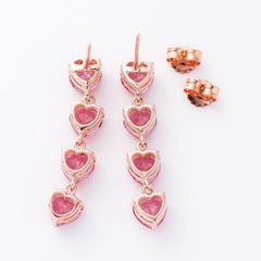 ピンクトパーズ ハート4連ピアス   ハートピアス  ピンクトパーズピアス