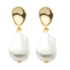 【B：ゴールド×イヤリング】[Cream dot. クリームドット公式] イヤリング レディース  金属アレルギー ニッケルフリー 6タイプ 揺れる ネジ式 スタッド バロックパール風 パール メタル ドロップ 