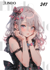 コラージュ素材　人物ステッカー　女の子　A6サイズ　5枚入り　シール　ノーカット　247