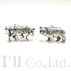 値下げ！Tiffany&Co.　ティファニー　アニマルカフス　カフリンクス　SV925　ブル　雄牛　ベア　熊　ブランドジュエリー　シルバーアクセサリー　アニマルモチーフ　カフス　ボタン　ユニセックス　【58916】