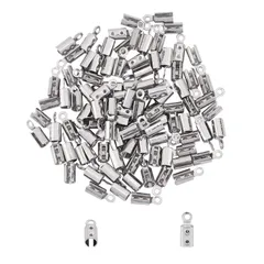 【数量限定】アクセサリーパーツ ブレスレットエンド ヒモ止め カシメ 副資材 紐留め ロープバックル ターミネータ コードエンド ひも留め ハンドメイド 接続パーツセット 折り圧着ビーズ クリンプエンド キット エンドビーズ 304ステンレス 手芸用品 エンド