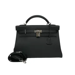 エルメス HERMES ケリー42 マキシ W刻 ブラック シルバー金具 トゴ レディース ハンドバッグ