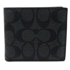 コーチ COACH 二つ折り 財布 シグネチャー コインウォレット 黒 ブラック CR428 美品