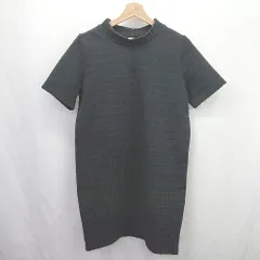 ◇ ⊂ ビューティ&ユース チェック柄 半袖 ミニ モックネックワンピース サイズ表記なし ブラック系 レディース E  【1507280012093】