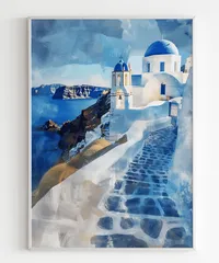土屋茂　油彩画（SM）【サントリーニ島】 土屋茂油彩画（SM）【サントリーニ島】