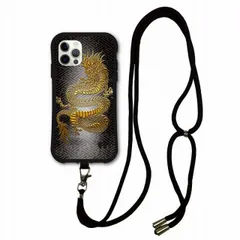 [iPhone15 Pro Max] iPhoneSE 第2世代 第3世代 i-coronケース スマホショルダー付 アイフォン 15 Pro Max 14 13 12 11 スマホケース ショルダー タイプ 側面保護 耐衝撃 紗綾形 ドラゴン 龍 ブラック