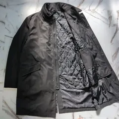 D'URBAN スタンドカラーコート ナイロン ステンカラー ブラック 黒 L 比翼 キルティングライナー着脱可能 首元フード収納 ビジネス フォーマル カジュアル