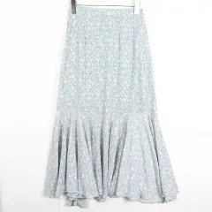 アースミュージック&エコロジー EARTH MUSIC & ECOLOGY マーメイド スカート ロング丈 シフォン F ライトブルー 花柄 kz9850