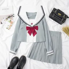 セーラー服 レディース 女の子 女子高校生 3点セットトップス スカート jk制服 学生制服 長袖 制服コスプレ 女子制服 正統派 文化祭 学?歳 卒業式 歓送迎会 可愛い コスプレ クリスマス ハロウィン QqfO246