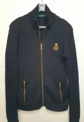 ポロ Ralph Lauren(ラルフローレン) ケーブル ニット 黒 ジップアップ カーディガン 66