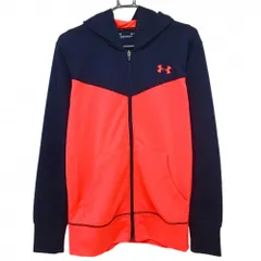 ★特価★【新品】アンダーアーマー ジップパーカー 黒×オレンジレッド フード内側メッシュ ブルゾン メンズ MD/M/M ゴルフウェア UNDER ARMOUR